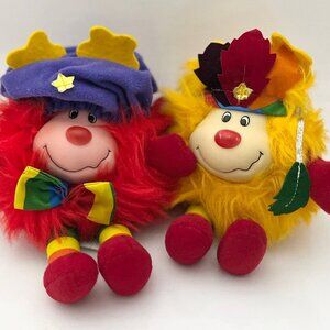 2 RAINBOW BRITE HATFUL SPARS SPRITES ROME0 & NATIVE AMERICAN Plush Dolls 7" tall